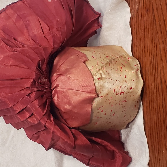 Antique Porcelain Half Doll Pincushion with Dark Red Silk Skirt - Picture 7 of 11